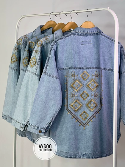 مانتو کتی جین گلدوزی(ایراد دار)