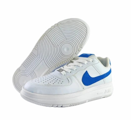 کفش اسپرت زنانه وپسرانه برند نایکی مدل ایرفورس nike airforce سفید آبی کد 125
