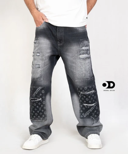 شلوار جین بگ کاستوم شده ذغالی خاص کد 82