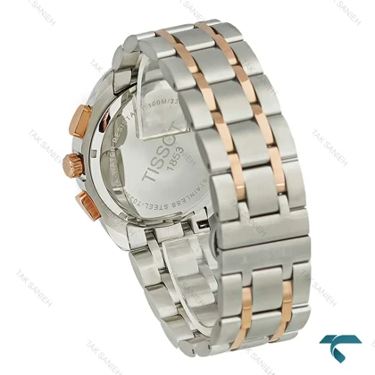 ساعت تیسوت مردانه سه موتوره دورنگ رز صفحه مشکی Tissot-8265-G