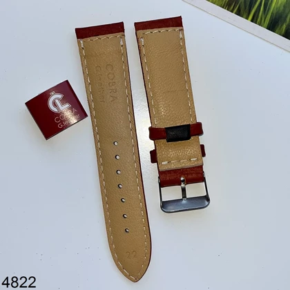 بند چرم کبری عسلی خشتی سایز 22mm کد 4822