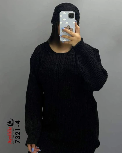 بلوز بافت درشت زنانه سایز بزرگ مدل 7321