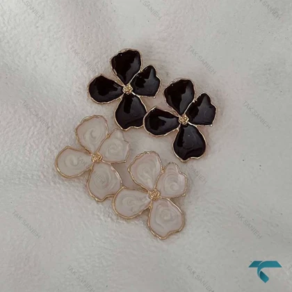 گوشواره میناکاری گل رنگبندی Ghoshvareh-8557-L
