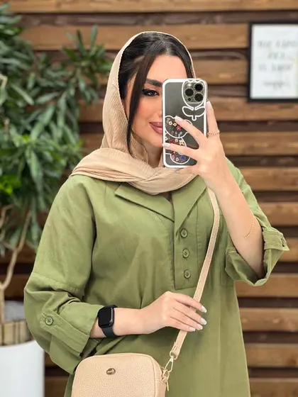 مانتو لینن جلو بسته یقه انگلیسی
