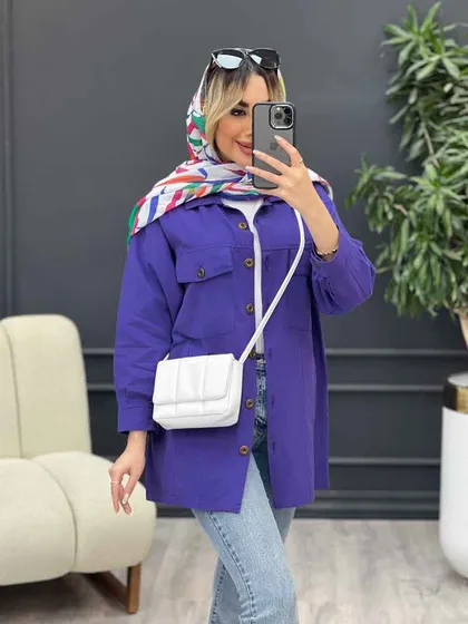 مانتو لینن چهار جیب برش‌دار
