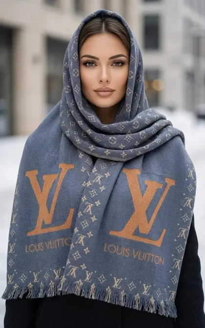 شال بافت زنانه طرح لویی ویتون | بافت ریز ترند زمستانی