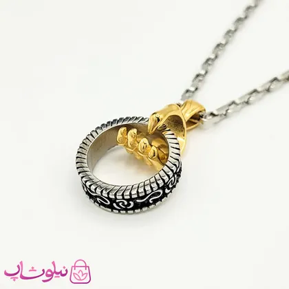 گردنبند پسرانه استیل مدل حلقه و دست