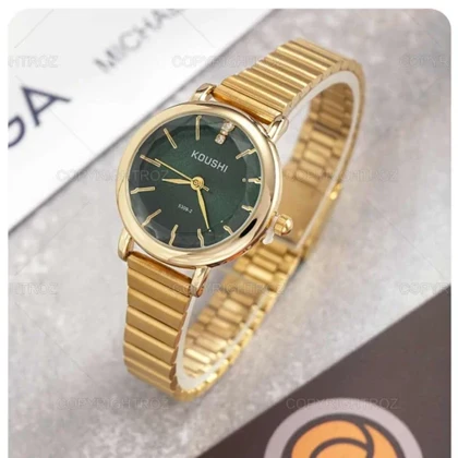 ساعت مچی زنانه کوشی شیشه الماسی بند استیل ریلیباتری اضافی