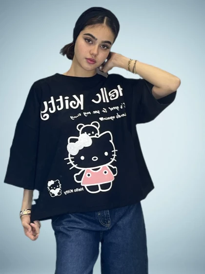 تیشرت باکسی طرح hello kitty