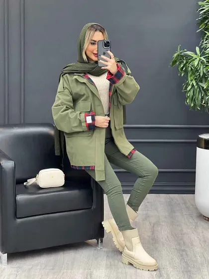 کت کتان یقه پاگن دار