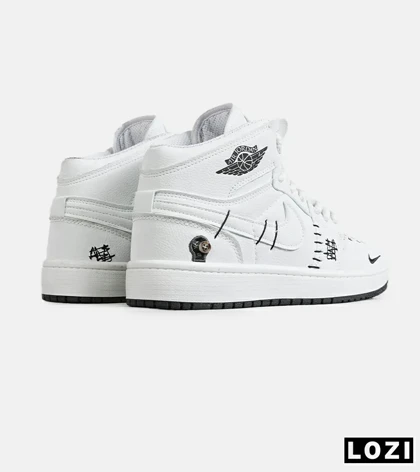 کفش کتانی ساق‌دار مردانه و زنانه سفید مشکی نایک NIKE jordan Vodoo مدل 7785