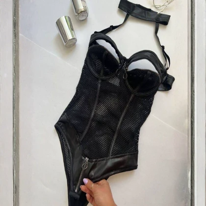 لباس خواب فانتزی زنانه مدل زنبوری زیپ‌دار پرن 1028