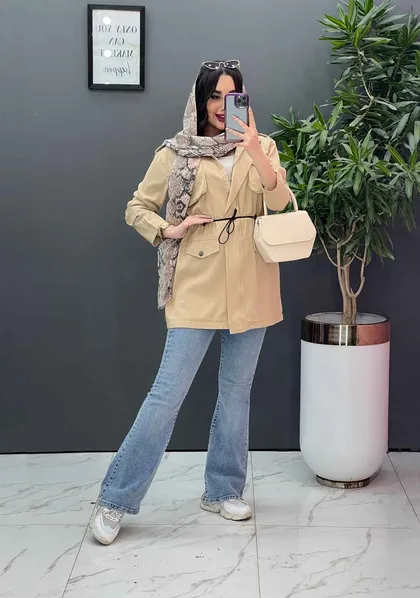 مانتو کتان کمرگت سرشونه پاگن