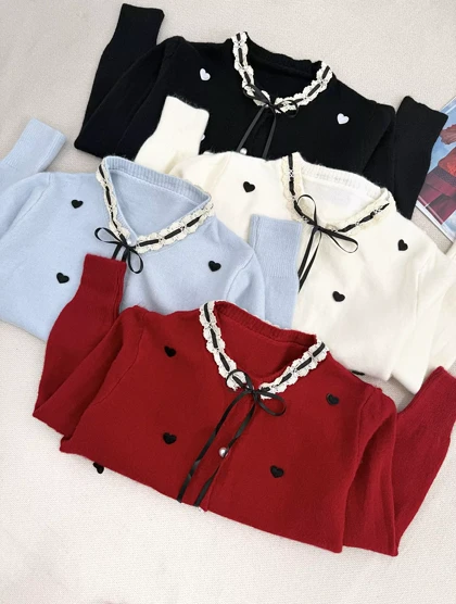 ژاکت بافت قلب برجسته کد 5946