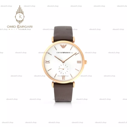 ساعت مچی امپریو آرمانی زیر ثانیه بند چرمی قهوه ای Emporio Armani