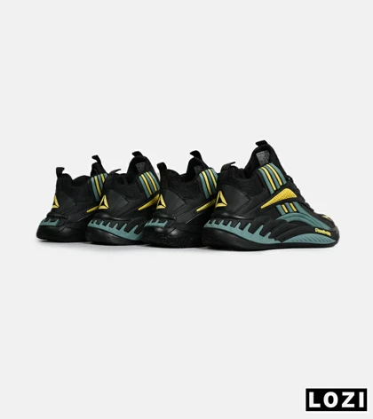 کفش کتانی ساق‌دار مشکی فیلی زرد Reebok Shaq Attaq
