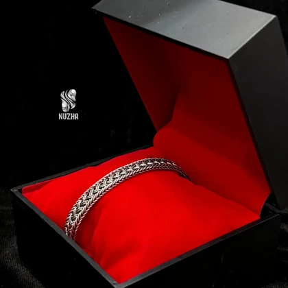 دستبندنقره مردانه سیاه قلم کدdm1012