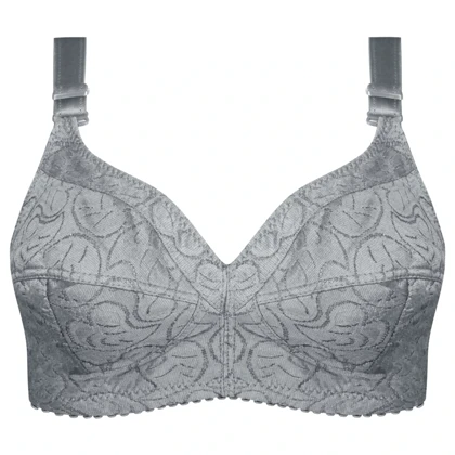 سوتین زنانه طرح برگی درشت مدل بدون فنر طوسی کد 5053