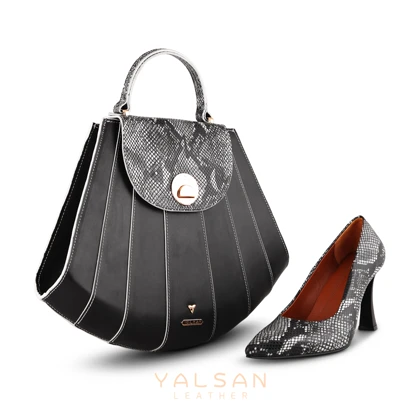 ست کیف و کفش زنانه چرم یلسان مدل آتریسا کد 916-ROZ-RTL