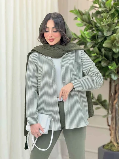 شومیز راه راه تک جیب