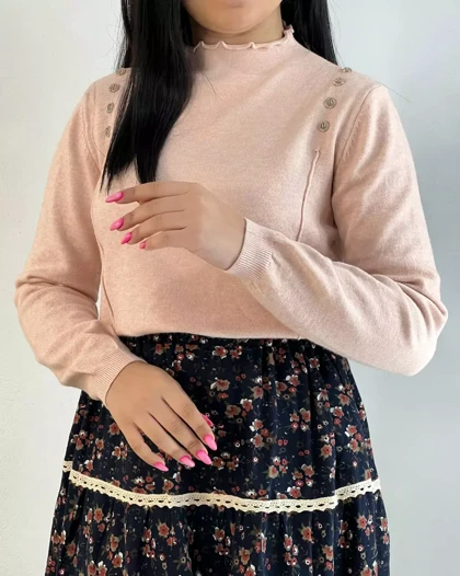 پلیور بافت سرشانه دکمه کد 5477