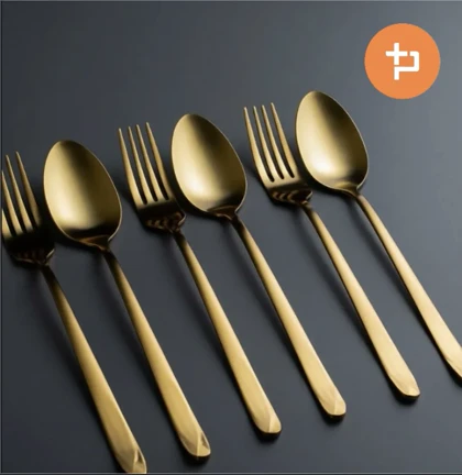 ست قاشق و چنگال استیل طلایی یونیک (unique) /a239