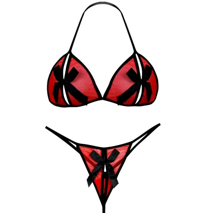 ست شورت و سوتین زنانه فانتزی رنگ قرمز