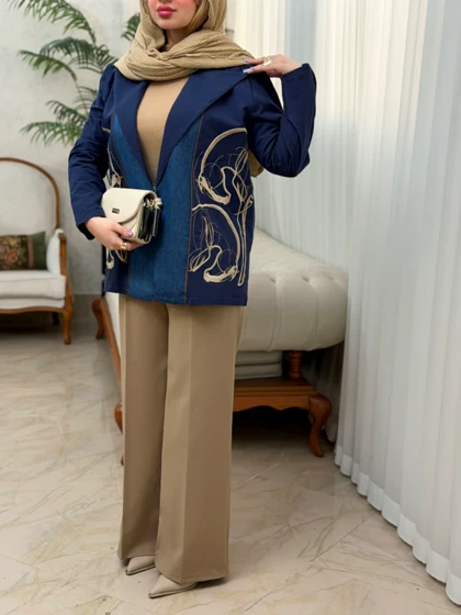 کت کتان گلدوزی 3678