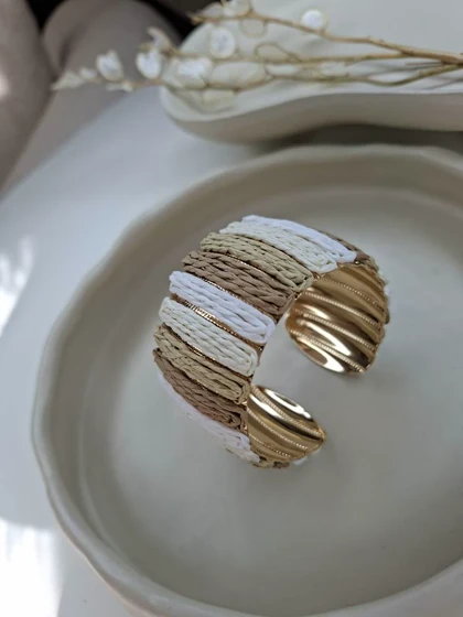 بنگل کاف پهن بافت کنفی و نخ چند رنگ