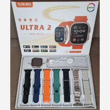 ساعت هوشمند TLMT-M33 داری هفت بند (6 سیلیکونی و 1 فلزی) دارای صفحه AMOLED