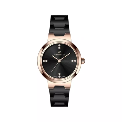ساعت مچی ویمبرلی زنانه فلزی مشکی قاب رزگلد WB-CS445L-A3