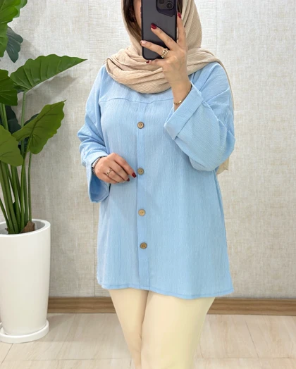 C029- تونیک دکمه چوبی