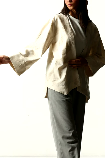 مانتو آزاد لینن ژاکارد زنانه