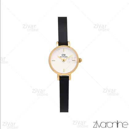 ساعت دنیل ولینگتون زنانه گرد مینی قاب طلایی صفحه سفید بند چرم 107132