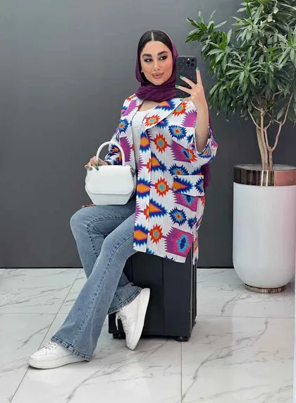 مانتو نخی طرح دار کوک دوزی