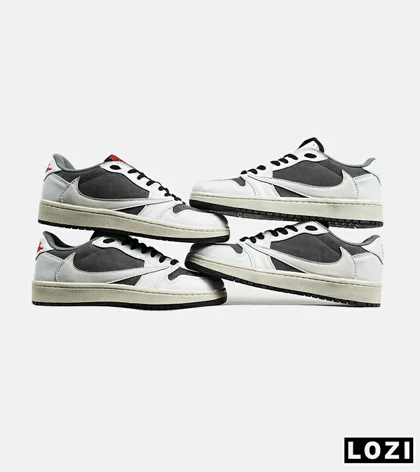 کفش کتانی مردانه سفید خاکستری NIKE travis scott