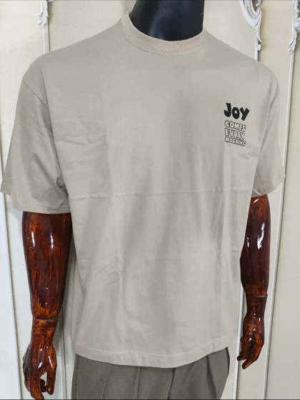 تیشرت یقه گرد مردانه کرمی