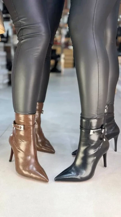 6397 - نیم بوت پاشنه سگک نگینی 6397