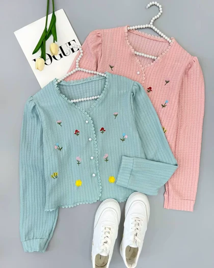 شومیز ژاکاردکش گلدوزی شده کد 4610