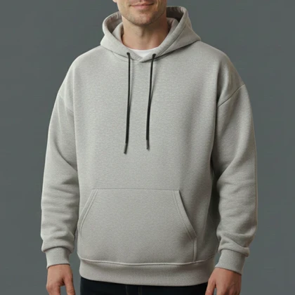 هودی باکسی طوسی ملانژ مدل ساده (بیسیک)