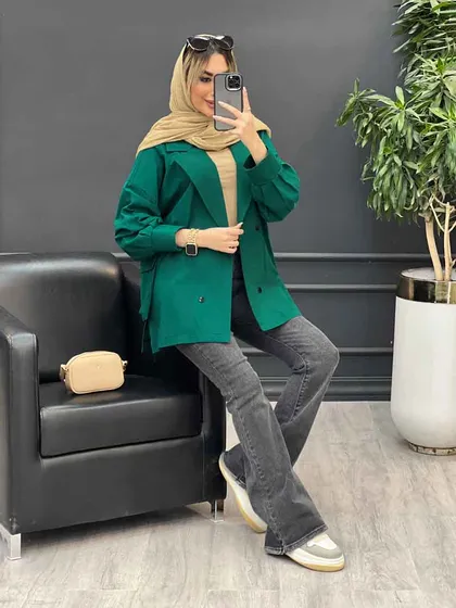 مانتو لینن پشت پاگن دو جیب