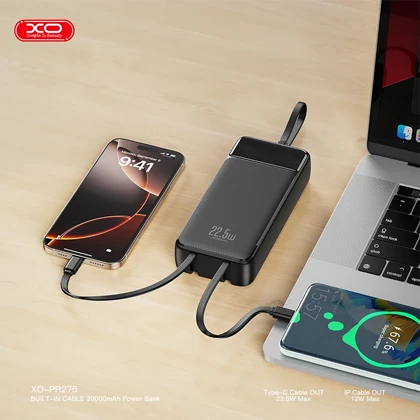 پاور بانک 20000 ایکس او XO مدل PR275 توان 22.5 وات با کابل