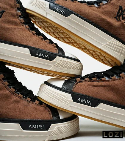 کفش اسنیکرزساق‌دار قهوه ای Amiri Simple مدل 5009