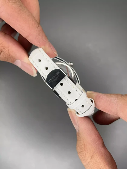 ساعت مچی لونژین بند چرمی سفید قاب دورنگین Longines