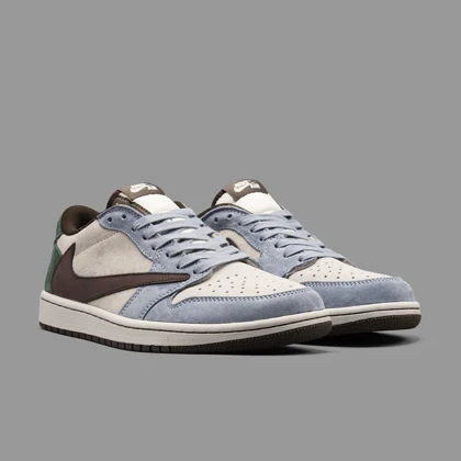 نایکی جردن 1 ترویس اسکات آبی سبز ساق کوتاه Nike Air Jordan 1 Low Travis Scott Blue Green