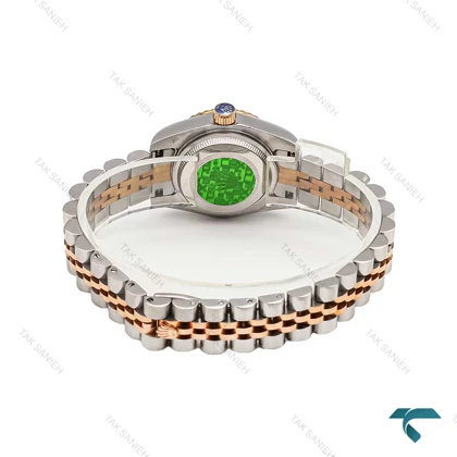 ساعت رولکس زنانه دورنگ رزگلد صفحه سفید ایندکس خط اسمال Rolex-6121-L