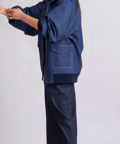 جکت جین سورمه ای Notte دوحالته