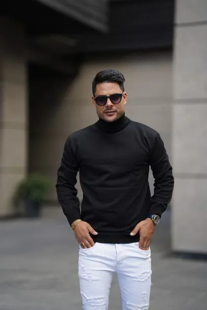 بافت یقه اسکی مردانه کد 80952