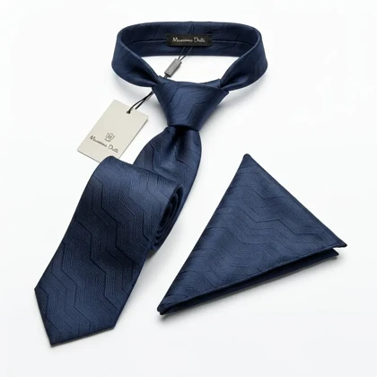 کراوات و پوشت دستدوز طرح خط برجسته برند Massimo Dutti