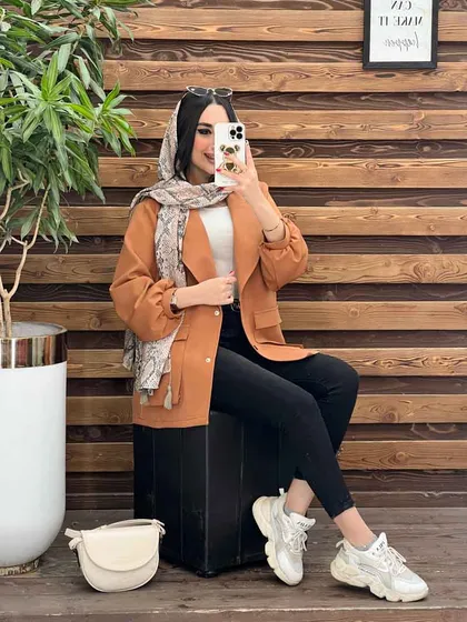 مانتو مازراتی دودکمه آسیتن پفی